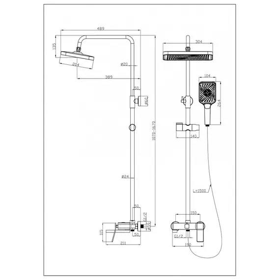 Душевая стойка  ESBANO GEMINI (DS-SG) брашированное золото