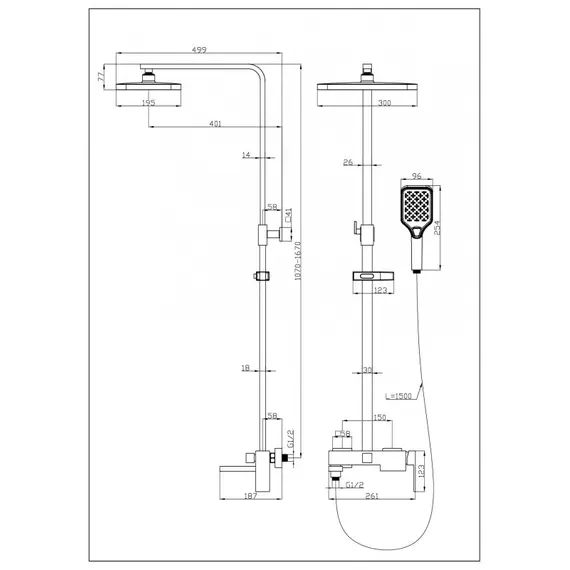 Душевая стойка  ESBANO BASCO (DS-XR) хром глянцевый