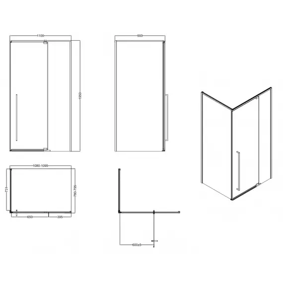 Ограждение душевое ESBANO ESA-108/119/128PS-GM оруж.сталь