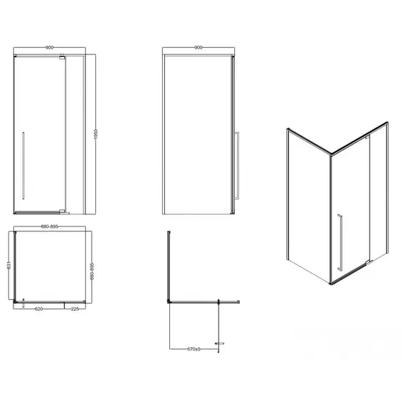 Ограждение душевое ESBANO ESA-90KV-B 90 х 90 х195