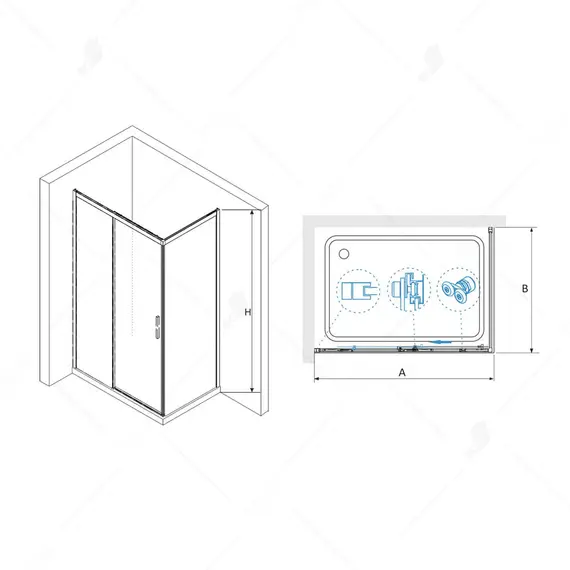 Душевой уголок RGW LE-41 (LE-12 + Z-050-2) прозрачное/хром