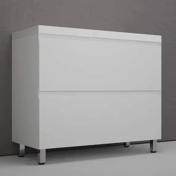 Тумба напольная Style line  "Манхэттен 100/80/70/60" ЭМАЛЬ с раковиной ASTI, 2 ящика, PLUS, белый матовый