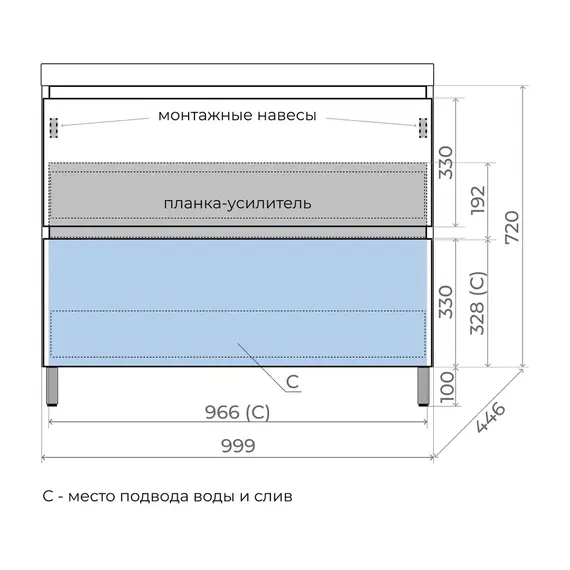 Тумба напольная Style line "Манхэттен 100/80/70/60" ЭМАЛЬ с раковиной ASTI , 2 ящика , PLUS, графит