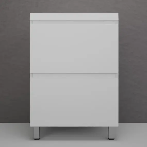 Тумба напольная Style line  "Манхэттен 100/80/70/60" ЭМАЛЬ с раковиной ASTI, 2 ящика, PLUS, белый матовый