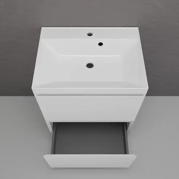 Тумба напольная Style line  "Манхэттен 100/80/70/60" ЭМАЛЬ с раковиной ASTI, 2 ящика, PLUS, белый матовый