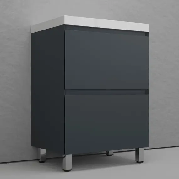 Тумба напольная Style line "Манхэттен 100/80/70/60" ЭМАЛЬ с раковиной ASTI , 2 ящика , PLUS, графит