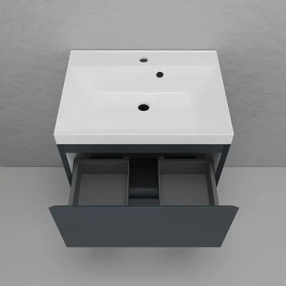 Тумба напольная Style line "Манхэттен 100/80/70/60" ЭМАЛЬ с раковиной ASTI , 2 ящика , PLUS, графит