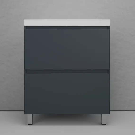 Тумба напольная Style line "Манхэттен 100/80/70/60" ЭМАЛЬ с раковиной ASTI , 2 ящика , PLUS, графит