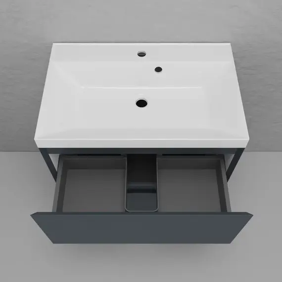 Тумба напольная Style line "Манхэттен 100/80/70/60" ЭМАЛЬ с раковиной ASTI , 2 ящика , PLUS, графит