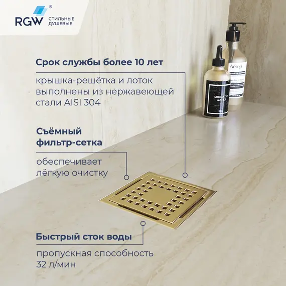 Душевой лоток RGW Drain Leo-01-10Gb