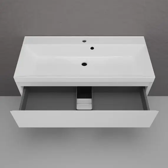 Тумба подвесная "Манхэттен 100/80/70/60" ЭМАЛЬ с  раковиной  ASTI , 2 ящика ,PLUS , белый матовый