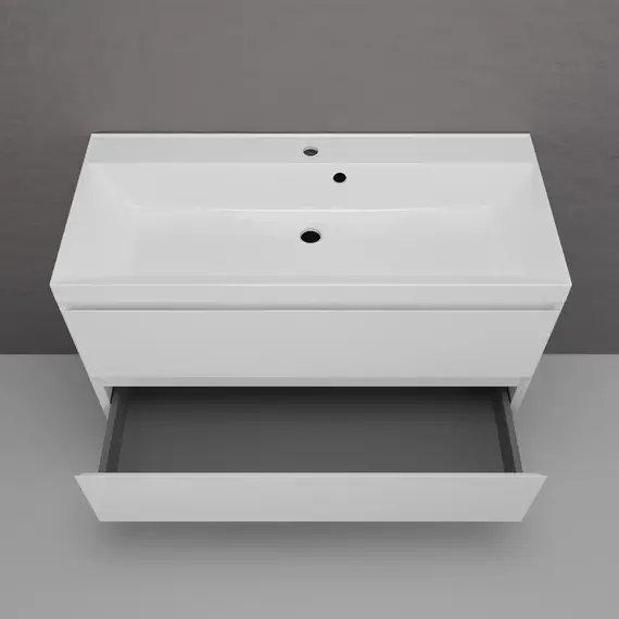 Тумба подвесная "Манхэттен 100/80/70/60" ЭМАЛЬ с  раковиной  ASTI , 2 ящика ,PLUS , белый матовый