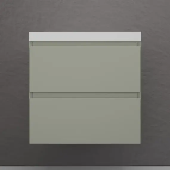 Тумба подвесная "Манхэттен 100/80/70/60" ЭМАЛЬ с раковиной  ASTI , 2 ящика PLUS олива