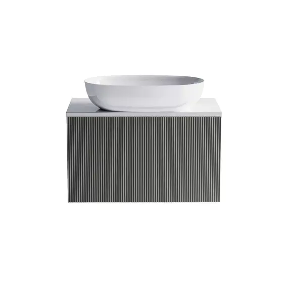 Тумба подвесная с раковиной на столешнице Astra-Form М-40 Slim с 1 ящиком серо-бежевый  матовый