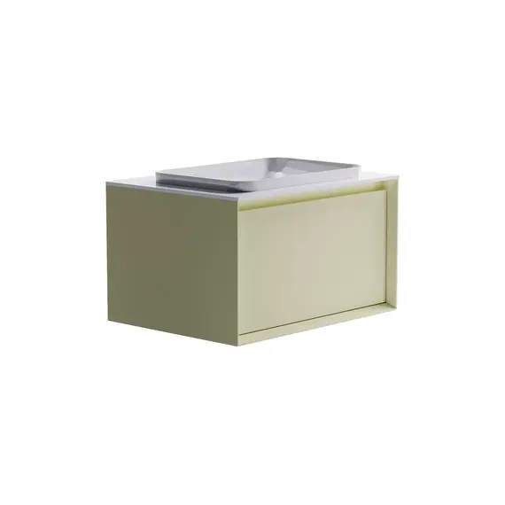 Тумба подвесная с раковиной на столешнице Astra-Form Фрейм с 1 ящ. бежевый матовый