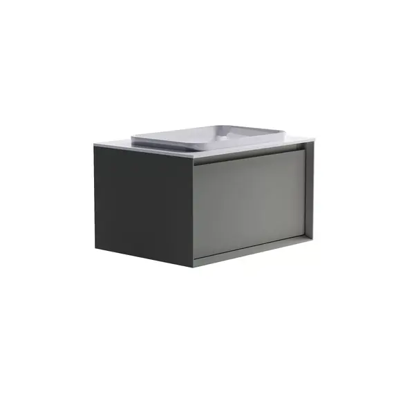 Тумба подвесная с раковиной на столешнице Astra-Form Фрейм с 1 ящ. серо-бежевый матовый