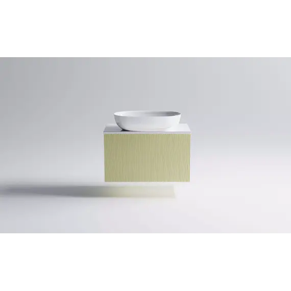 Тумба подвесная с раковиной на столешнице Astra-Form М-40 Slim с 1 ящиком бежевый матовый