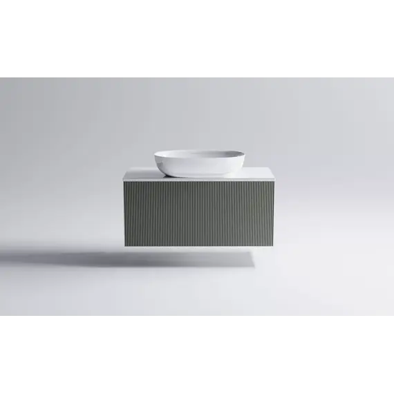 Тумба подвесная с раковиной на столешнице Astra-Form М-40 Slim с 1 ящиком серо-бежевый  матовый