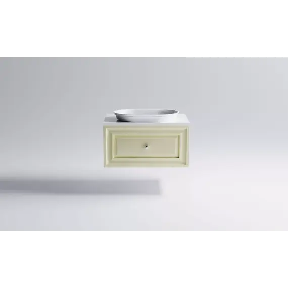 Тумба подвесная с раковиной на столешнице Astra-Form  Шарм с 1 ящ. с вырезом, бежевый матовый