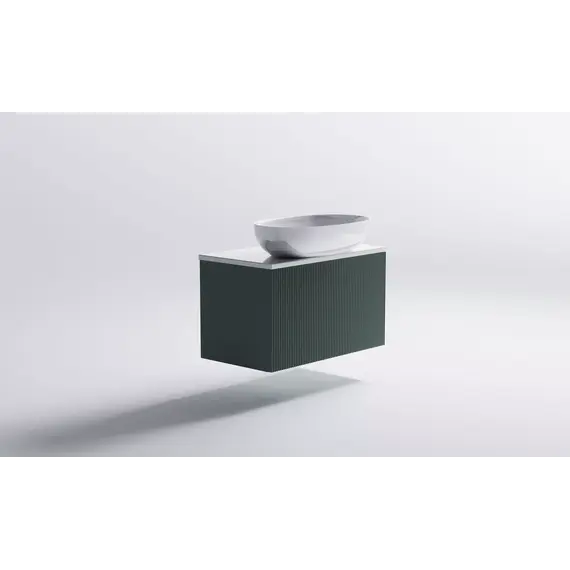 Тумба подвесная с раковиной на столешнице Astra-Form М-40 Slim с 1 ящиком зеленый  матовый