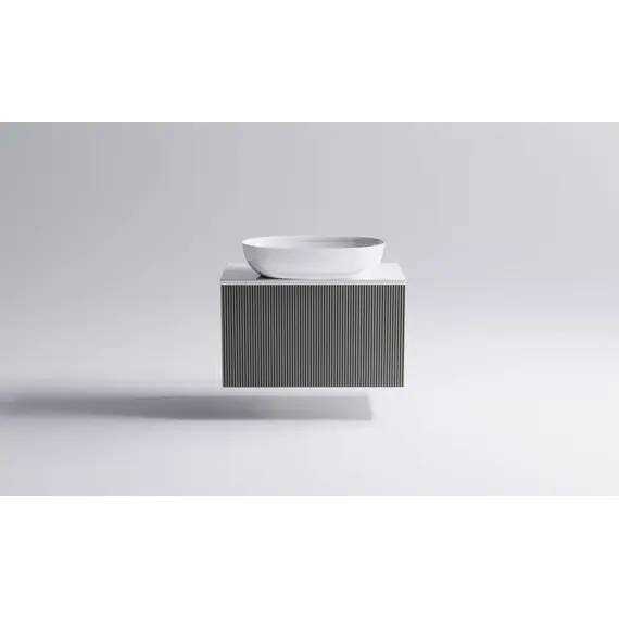 Тумба подвесная с раковиной на столешнице Astra-Form М-40 Slim с 1 ящиком серо-бежевый  матовый