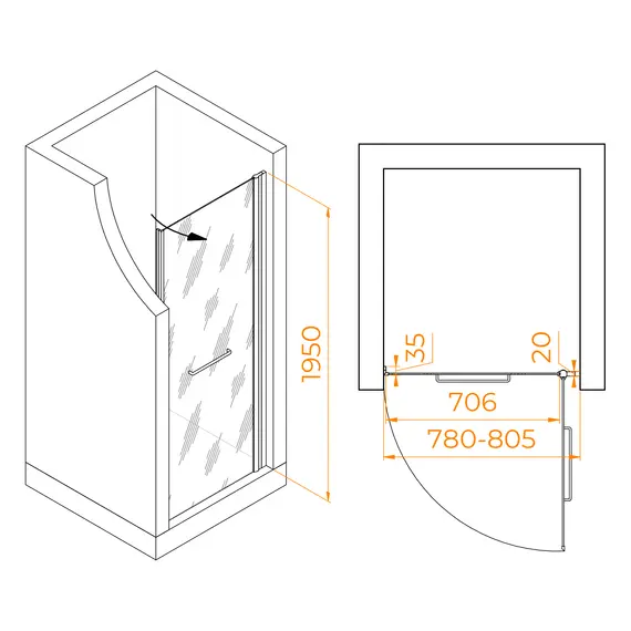 Душевая дверь RGW PA-103W прозрачное стекло