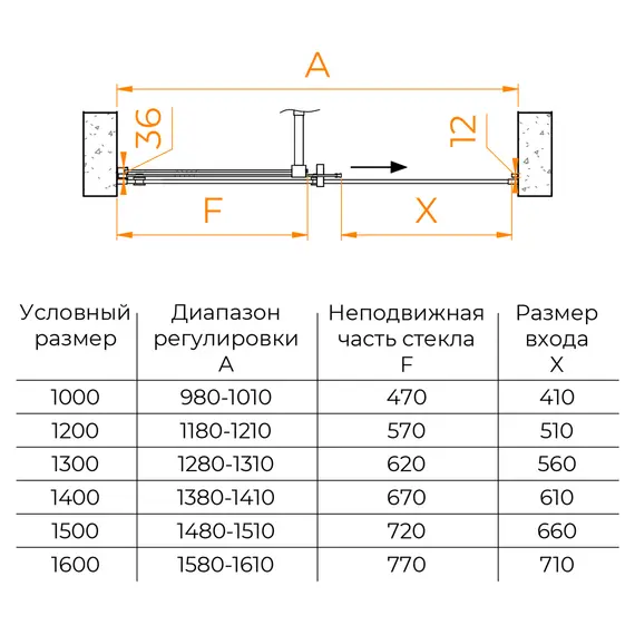 Душевая откатная дверь-купе в нишу RGW TO-18B