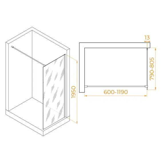 Душевая перегородка RGW WA-010B прозрачное/черный