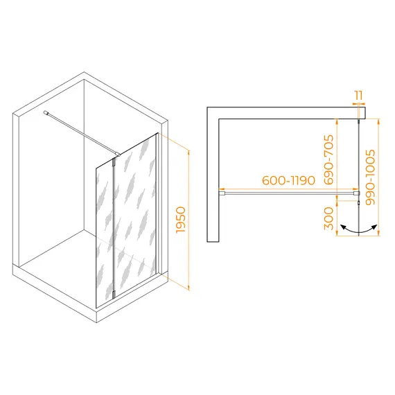 Душевая перегородка RGW WA-050 (WA-002 + Z-070)