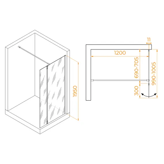 Душевая перегородка RGW WA-051 (WA-010 + Z-071)
