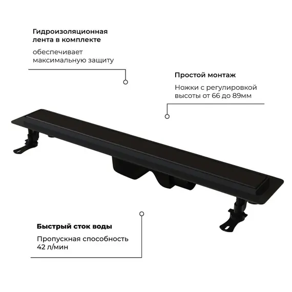 Душевой лоток RGW Drain Leo-31 черный