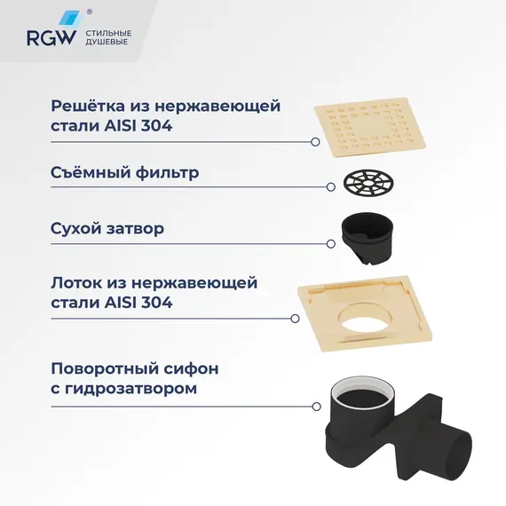Душевой лоток RGW Drain Leo-01-10Gb