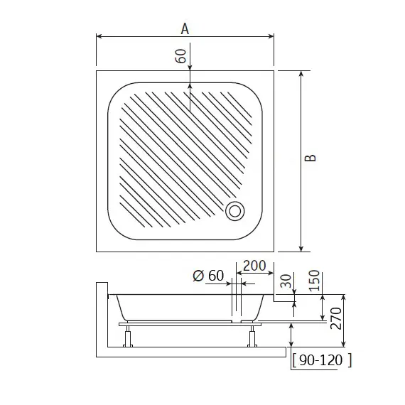 Душевой поддон квадратный RGW B/CL-S