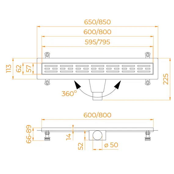 Душевой лоток  RGW Drain Leo-20 хром