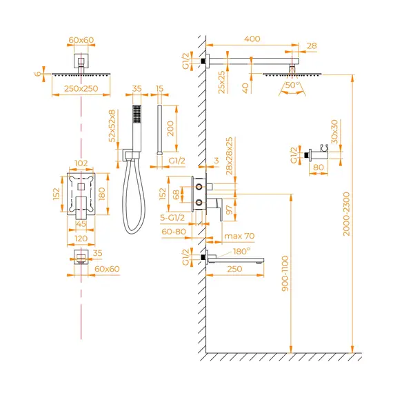 Душевая система встраиваемая RGW SP-56