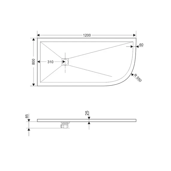 Душевой поддон асимметричный RGW ST/AL-W Белый