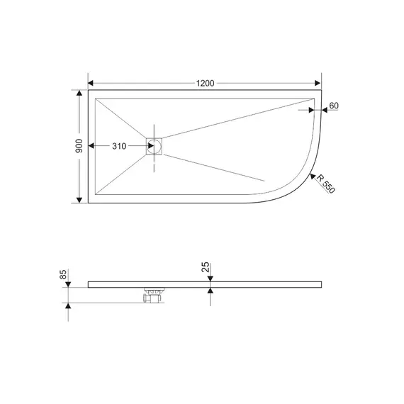 Душевой поддон асимметричный RGW ST/AL-G Графит