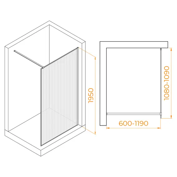 Душевая перегородка RGW WA-08B ребристое стекло
