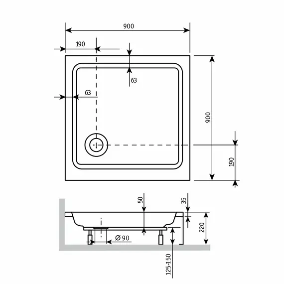 Душевой поддон квадратный RGW STYLE