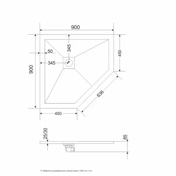 Душевой поддон трапеция RGW ST/T-G Графит
