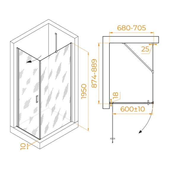 Душевой уголок RGW LE-034 (LE-003 + Z-14)