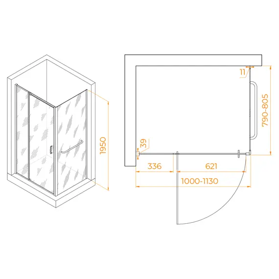 Душевой уголок RGW PA-078-1B (RGW PA-008B + Z-060-2B)