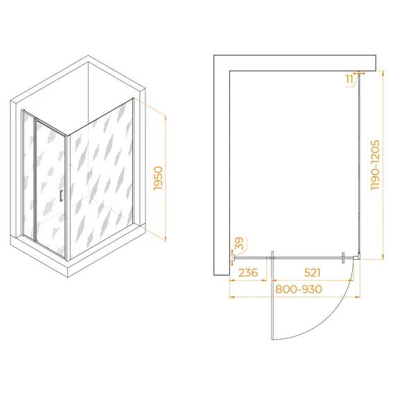 Душевой уголок RGW PA-078 (RGW PA-008 + Z-050-2)