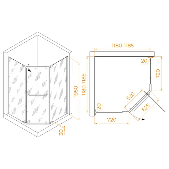 Душевой уголок RGW PA-081 хром сатин