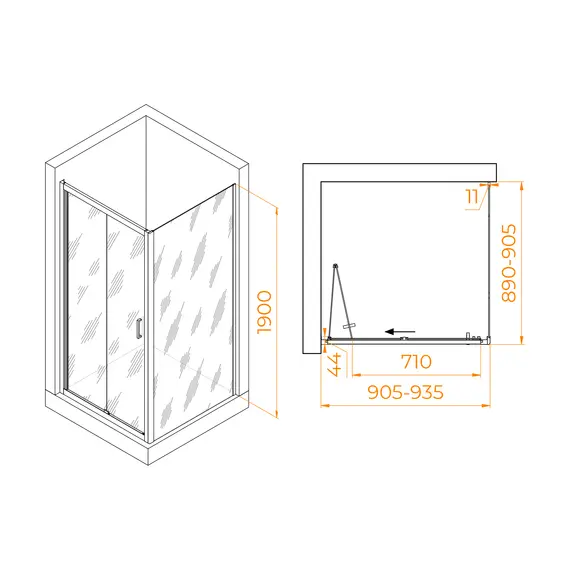 Душевой уголок RGW PA-132B (PA-21B+Z-050-5B)