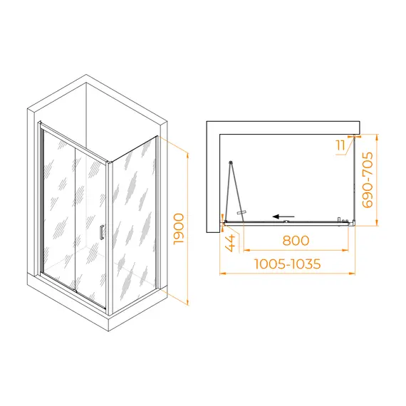 Душевой уголок RGW PA-142 (PA-21+Z-050-5) прозрачное/хром