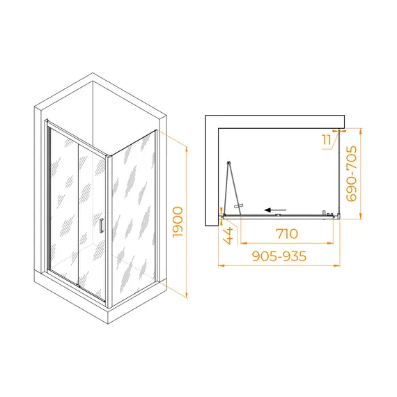 Душевой уголок RGW PA-142B (PA-21B+Z-050-5B) прозрачное/черный