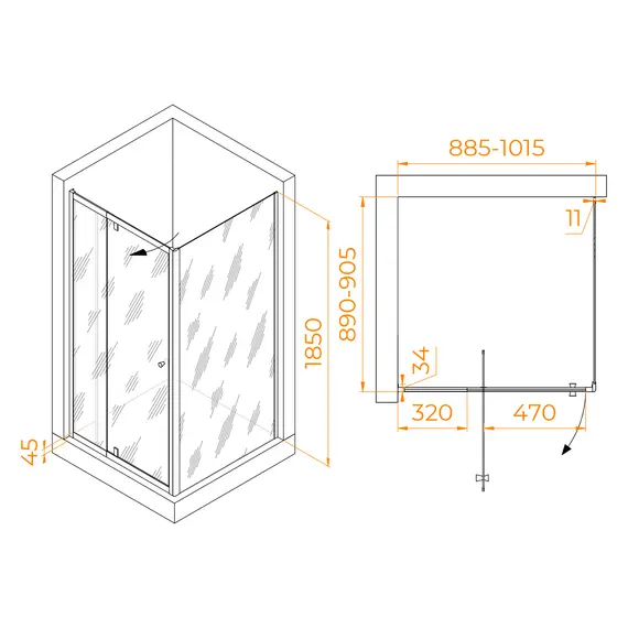 Душевой уголок RGW PA-32B (PA-02B + Z-050-1B)