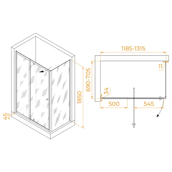 Душевой уголок RGW PA-44 (PA-02 + Z-050-1)