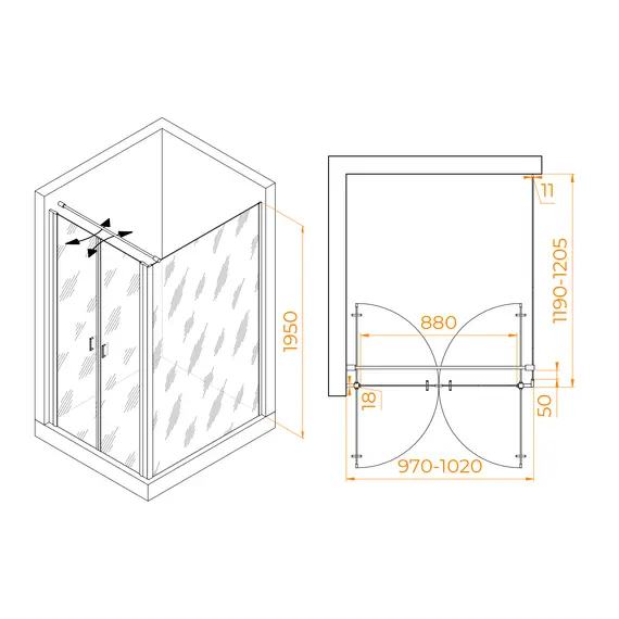 Душевой уголок RGW PA-144 (PA-104+Z-050-2+O-104)